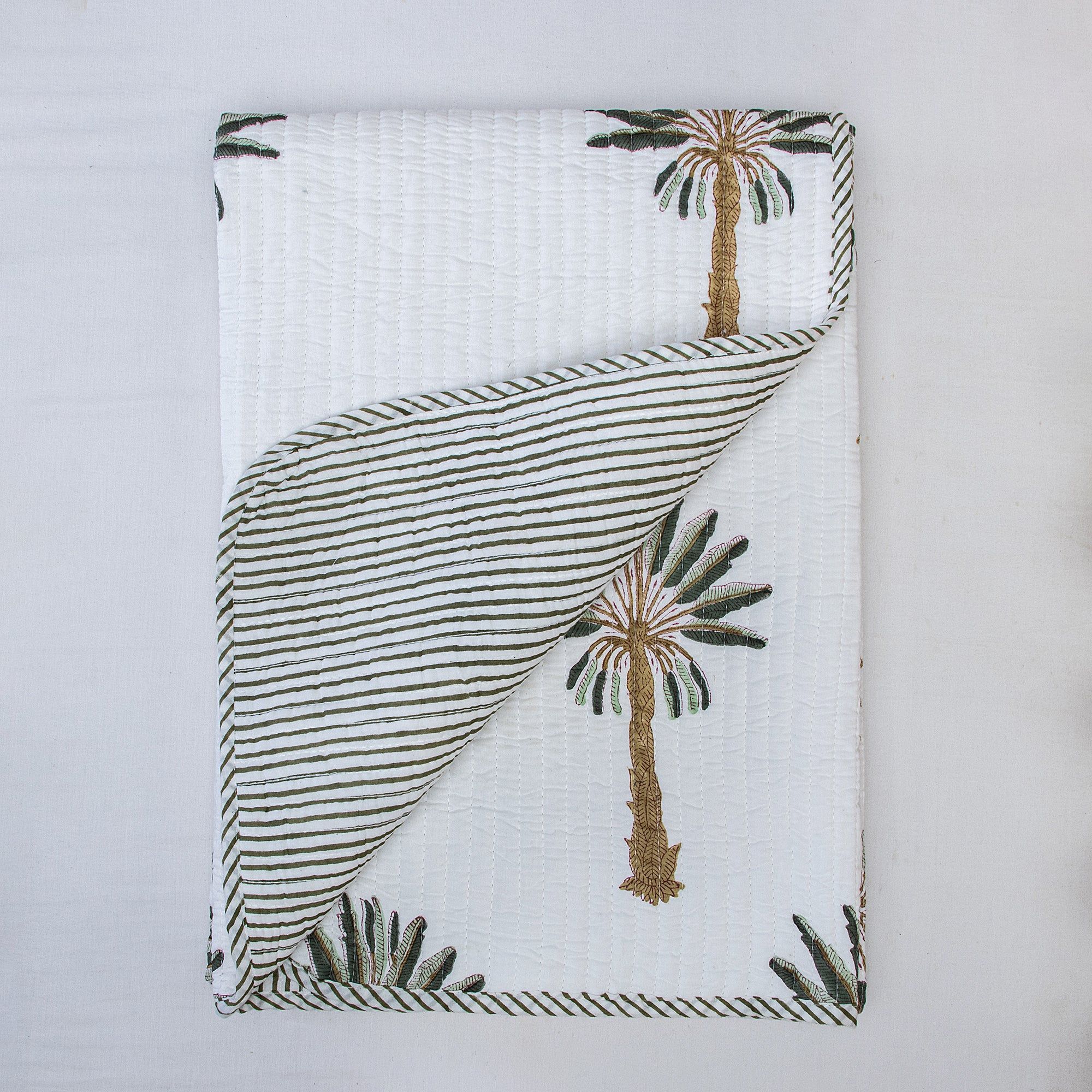 Green Palm Tree Hand Printed Soft Baby Blankets 136